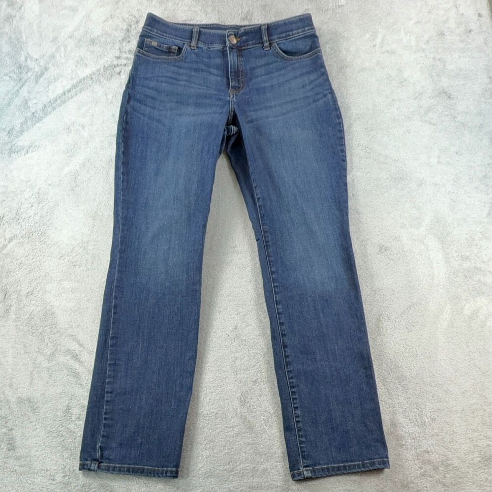 Lee Flex Motion Jeans Womens 10 Regular Straight Leg Mid Rise Blue Stretch